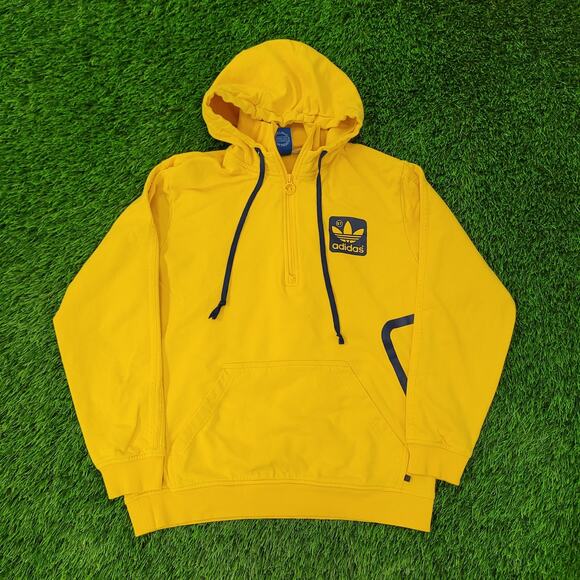 ADIDAS Street 1/4 Zip Hoodie Womens S/M 22x24 Baggy Yellow - Picture 1 of 16